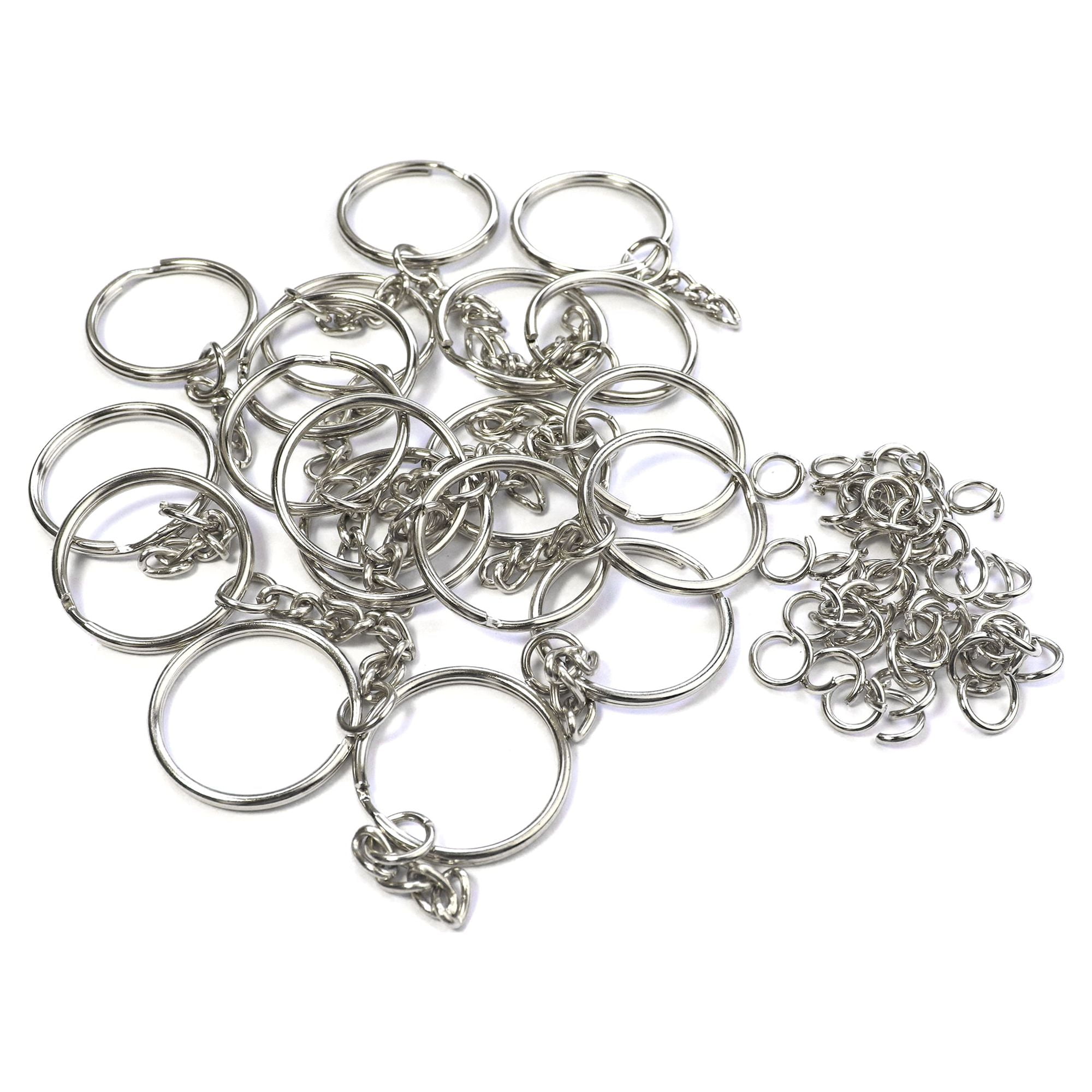KINJOEK 400 PCS 1 Inch 25mm Key Chain Rings, Metal Split Keychain Ring  Parts Nickel Plated Chain Silver Key Ring with Open Jump Ring, Connector