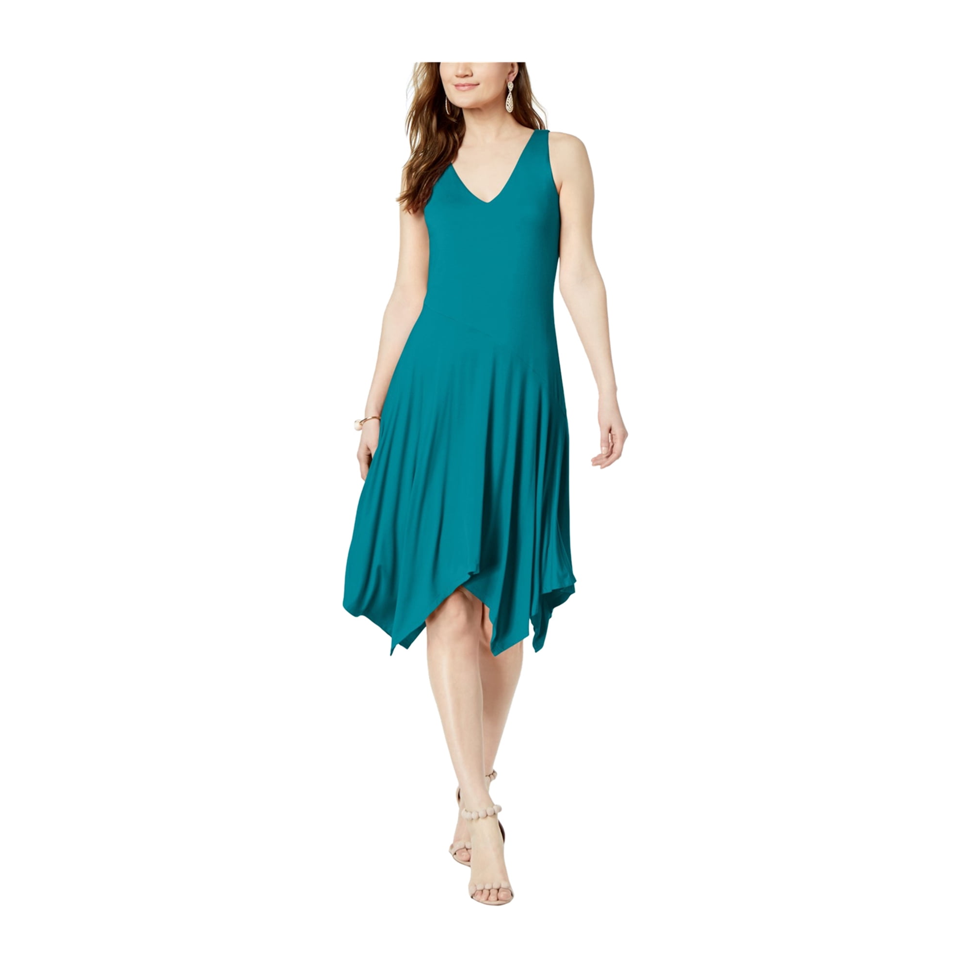 I N C Womens Handkerchief Hem Fit Flare Dress tealglow S Walmart