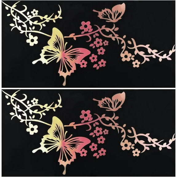 PVC Reflective Car Stickers Waterproof Self-Adhesive Flower Butterfly Decals 400x205x0.1mm