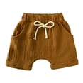 thumbnail image 4 of Newborn Boy Girl 2 Piece Short Outfit Summer Clothes Set Unisex Elastic Belt Cotton and Linen Pure Color Two-Piece Suit Tor 3-24M, 4 of 4