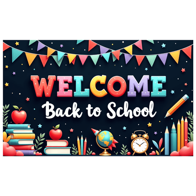 Colorful Design Back to School Banner Educational Theme Classroom Decor Welcome Sign for School Event Teacher's Day