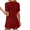 thumbnail image 2 of DuoJiaJ Womens V Neck Shirts Short Sleeve Tops Front Knotted T Shirt Casual Solid Thermal Underwear Women Red L, 2 of 5