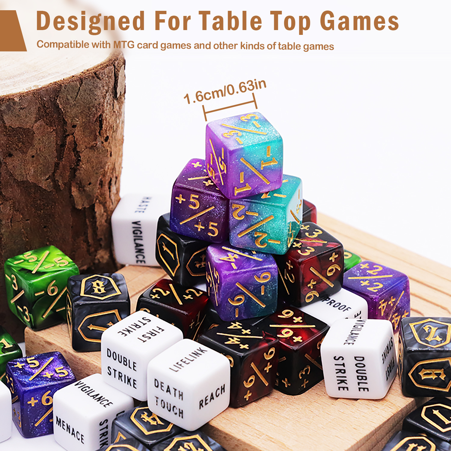 SWAJUJA MTG Keywords Counters and Life Counter Dice Set 6-Sided 65-Piece