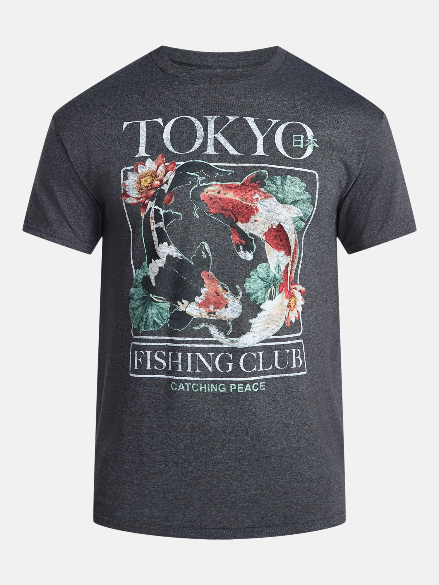 Humor Men's and Big Men's Tokyo Fishing Club Graphic Tee with Short Sleeves, Size S-3XL