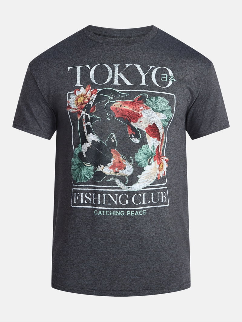 Humor Men's and Big Men's Tokyo Fishing Club Graphic Tee with