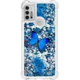 thumbnail image 3 of Phone Case for Moto G30,Case for Moto G10,Case for Moto G20,Crystal Bling Quicksand Effect TPU Bumper Four Corners Protection Case for Moto G30/G10/G20,YBDT Blue Butterfly, 3 of 7