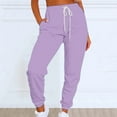 thumbnail image 2 of WTXUE Sweatpants, Scrub Pants Women's Solid Color Casual Sports Tie Up Waist with Sweater Material Pants, Slacks Pantalones De Mujer, Purple, 2 of 4