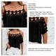 thumbnail image 2 of Top Con Hombros Descubiertos Para Mujer, Cómodo Verano, Transpirable, Fácil De Combinar, Camisetas Con Hombros Descubiertos, Diseño De Encaje Informal Para Ir De Compras Cergrey Negro S, 2 of 6