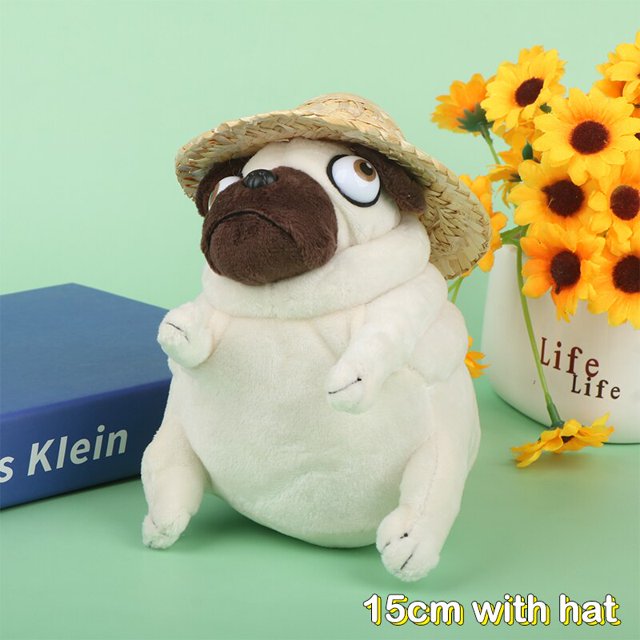 Juguetes de peluche kawaii para niños, muñecos de peluche de 10/15cm, perro elfo, Pug sentado, regalo de cumpleaños qiuyongming unisex