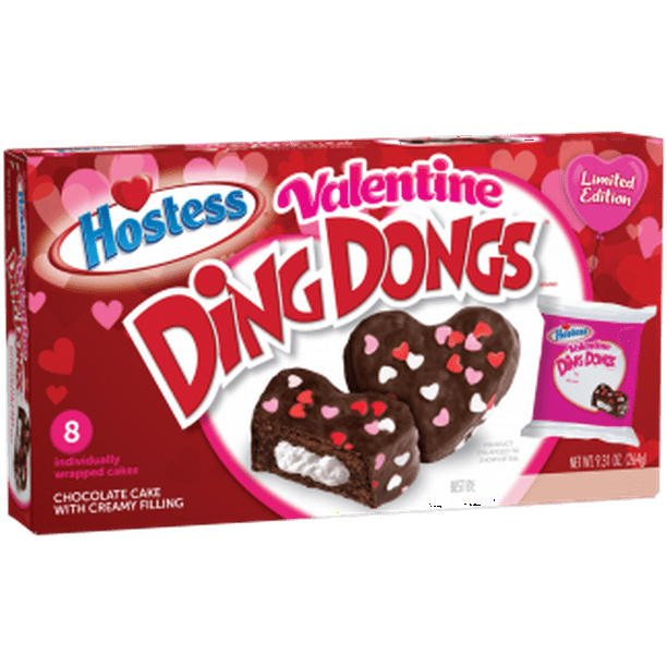 Hostess Valentine Heart Shaped Ding Dong Cakes 8 Count 9 31oz Box Walmart Com Walmart Com
