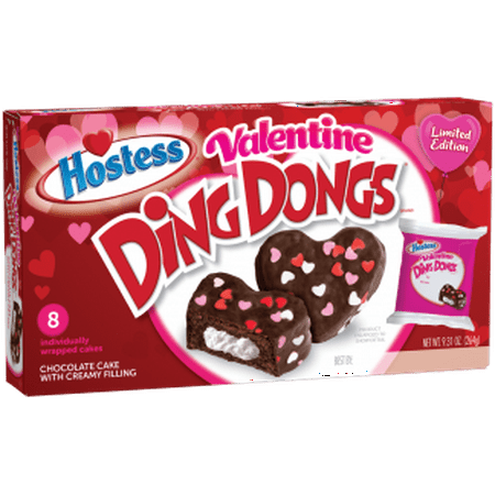 Hostess Valentine Heart Shaped Ding Dong Cakes 8 Count 9 31oz