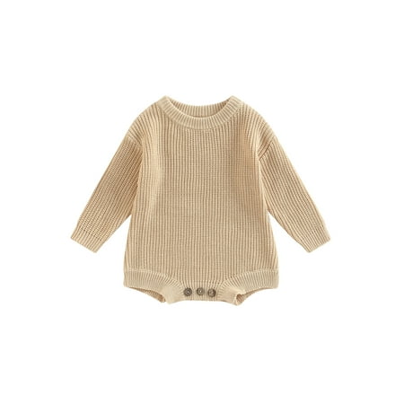 

Canrulo Newborn Infant Baby Girl Boy Sweater Knit Oversized Pullover Sweatshirt Romper Warm Fall Winter Clothes Beige 0-3 Months