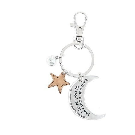 Moon Key - I LOVE YOU TO THE MOON & BACK Metal Key Ring with Clip, by Ganz
