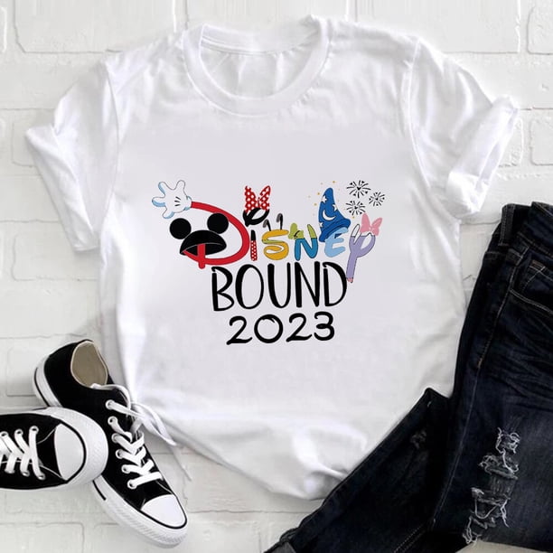 Disney Trip Clothes Mickey Print T-shirts Aesthetic Harajuku Disnryland Vacation Women's Clothing 2023 Trend Tops Family T ShirtAldult-XXXL(1pc) Gao Jinjia LED