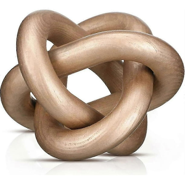 3 Link Wood Knot Decor - Hand Carved Coffee Table Decoration,Rustic Objects for Home,Living Room Bedroom(Champagne)