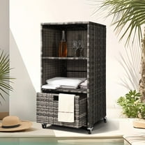 Outdoor Towel Rack for Pool Outdoor Pool Towel Storage Cabinet with Shelf & Drawer Pool Towel Holder with Rolling Wheels Hot Tub Towel Rack w/Waterproof Cover Poolside Towel Valet Caddy for Spa Grey