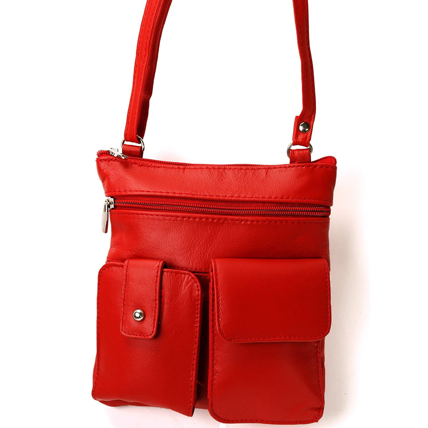 SBR Designs - Womens Leather Crossbody Organizer Bag Purse Phone Pocket Travel Case Adjustable ...