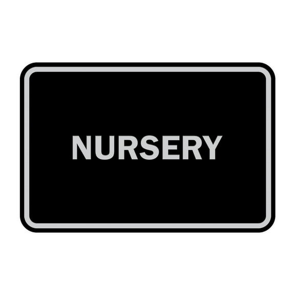 Classic Framed Nursery Sign (Black / Silver) - Large