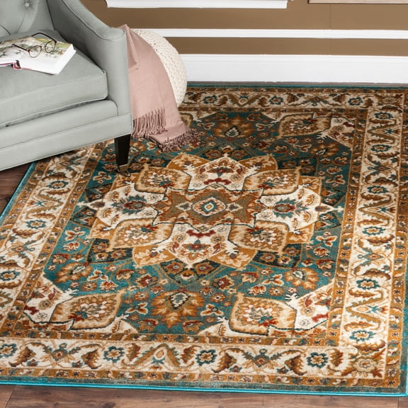 SAFAVIEH Summit Collection SMT295T Teal / Ivory Rug