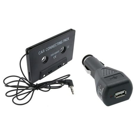 Insten Car Cassette Adapter Converter + USB Charger For iPod Touch Nano MP3 iPhone 6 Plus 5.5" 4.7" 6S 5 5S 5C 4 4S iPad