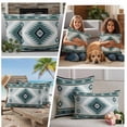 thumbnail image 5 of Teal Gray Boho Outdoor Waterproof Pillow Covers, Southwestern Ethnic Abstract Geometric Decorative Square Throw Pillowcase Sofa Cushion Sham for Patio/Couch/Chair, 24"x24" 2 Pack, 5 of 8