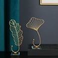 thumbnail image 6 of Visland Metal Golden Ginkgo Leaves Statue Ornaments Home Living Room Office Desk Decoration Accessories, 6 of 7