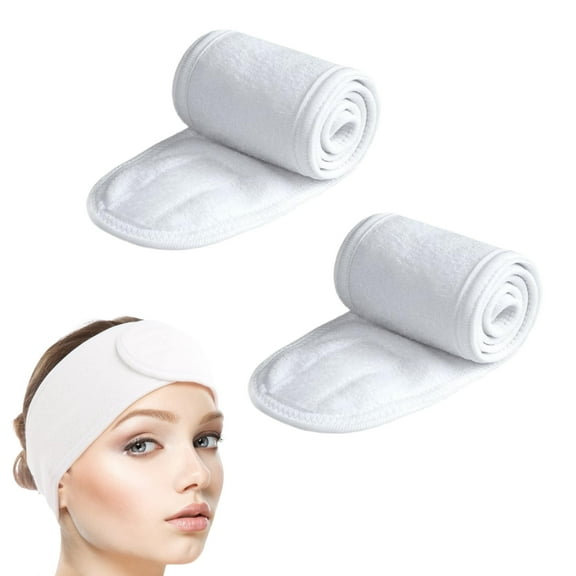 Headband for Washing Face, Non-Slip Stretchable Washable Makeup Headband for Face Wash,Facial Treatment,Sport,White,2 Pack