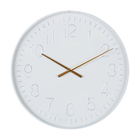 DecMode 24" White Metal Round Wall Clock