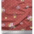 thumbnail image 1 of Soimoi Orange Satin Silk Fabric Leaves,Small Circle & Floral Print Fabric by Yard 42 Inch Wide, 1 of 3