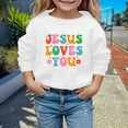 thumbnail image 2 of MIASHUI Chandail en Molleton Fille Manches Longues Doux Graphique Col Rond, Blanc, 5-6 Ans, 2 of 4