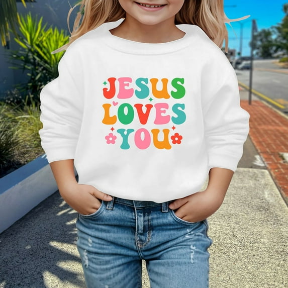Zylarhe Kids Hoodies Girl Long Sleeve Soft Sweatshirt Graphic Kids Cute Round Neck Pullovers Top Clothes for Girls with Cute Design White 4-5 Years