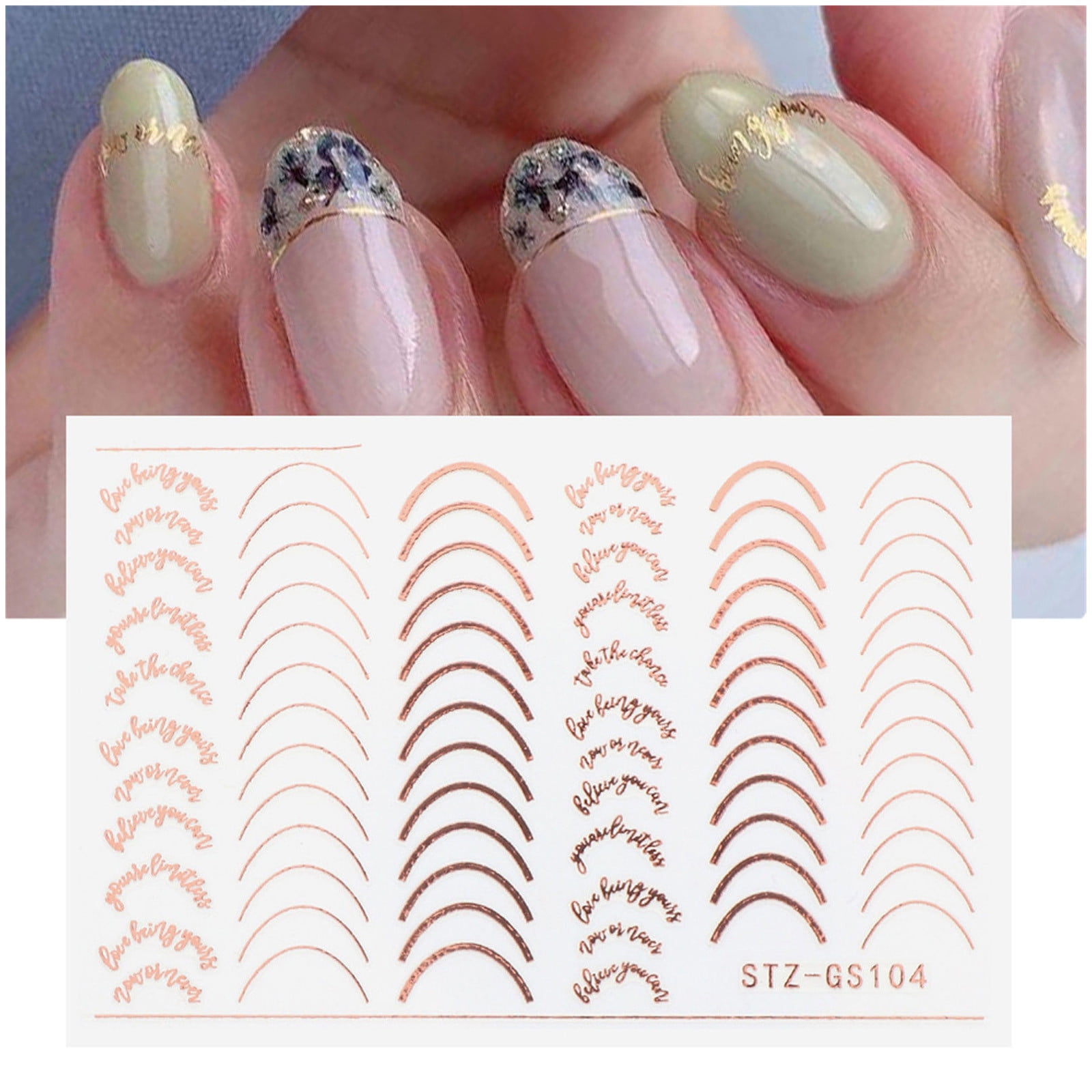 8 Sheets Line Nail Art Stickers Rose Gold Silver Metal Nail Stickers Nail  Art Supplies 3D Metallic Curve Stripe Wave Lines Nail Decals French Nail  Designs Accessories Striping Tape Wavy Nail Decor -