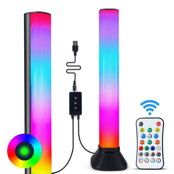 Kuymtek 2 juegos RGB LED Pickup Rhythm Strip Light Barra de lámpara de control remoto con controlador