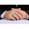 thumbnail image 2 of RYLOS Men's Rings Sterling Silver Ring - Timeless Pear Shape Cabochone Gemstone & Diamonds - Tear Drop Cabochon EMERALD Rings For Men  Size 9, 2 of 6