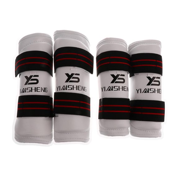 MMA Shin and Instep Guards Martial Arts Kick Boxing Elbow Pads Arm Guard Padded / M / L / XL 4 Sizes - White, XL