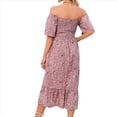 thumbnail image 3 of Vestidos Florales de para Mujer, Estilo Bohemio, Informal, de Verano, con Mangas Abullonadas, Estilo Occidental, MY112 Rosa M, 3 of 7