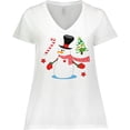 thumbnail image 3 of Inktastic Top Hat Snowman with Christmas Tree and Candy Cane Women's Plus Size V-Neck T-Shirt, 3 of 5