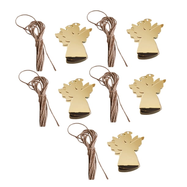 10 piezas de pegatinas de acrílico para espejo colgante con forma de ángel con 10 piezas de cuerda de cáñamo pegatinas de pared calcomanías murales para el hogar, dormitorio, sala de estar