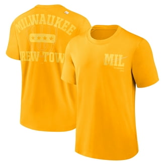 Men's Nike Christian Yelich Gold Milwaukee Brewers Name & Number T