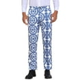 thumbnail image 5 of Floral Print Pants for Men's Flat Front Retro Paisley Flower Pattern Trousers 30 Blue, 5 of 6