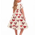 thumbnail image 4 of Girls Valentine's Day Dress with Hearts, Midi A-Line Party Dress with Peter Pan Collar, Short Sleeve Beige Dress for Kids Ages 5-14,Size 9-10 T, 4 of 7