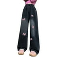 thumbnail image 5 of JLMSPLWG Girls Wide Leg Jeans Bows Embellished Girl Preppy Denim Pants Tween Girls Personalized Straight Tapered Jean Teen Girl Soft High Waist Casual Pants Kids Clothes, 5 of 8