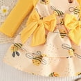 thumbnail image 6 of CAUYDY Baby Girl Matching Outfit Sets 3 6 9 12 Months Newborn Long Sleeve Romper Bodysuit Dress Headband 3PCS Toddler Fall Winter Vintage Clothing Yellow Sizes 3-6 Months, 6 of 7