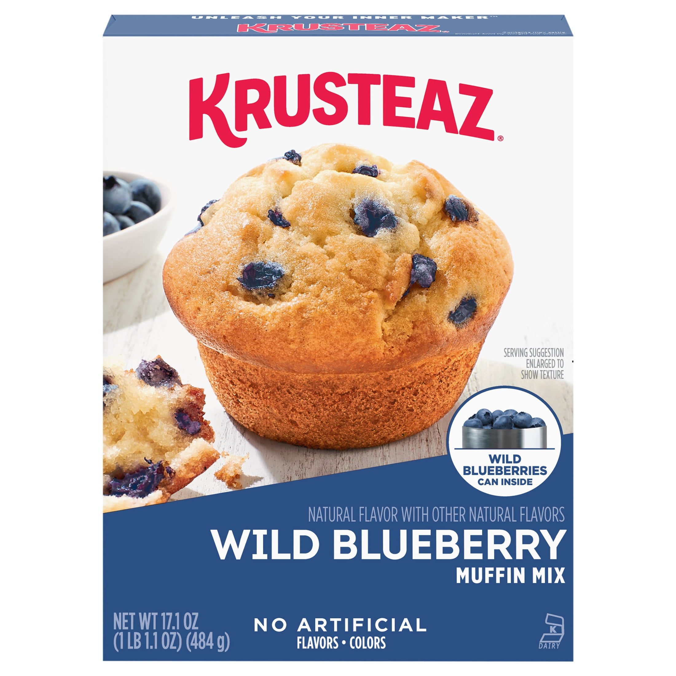 (6 pack) Krusteaz Wild Blueberry Muffin Mix, 17.1 oz Box