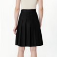 thumbnail image 3 of Women's Pleated Long Skirts Vintage Solid Color Knee-Length Skirts High Waist Casual Mid Length A-Line Skirts, 3 of 9