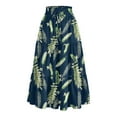 thumbnail image 4 of Yucgh Women's Tiered Flowy Midi Skirt with Drawstring High Waist, Floral Pleated Beach Skirt, Lightweight Summer Long Skirt for Casual Wear,Dark Green,L, 4 of 5