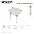 thumbnail image 5 of Kingston Brass LMS36MOQ7 Viceroy 36" Carrara Marble Console Sink with Stainless Steel Legs (8-Inch, 3-Hole), Carrara Marble White/Brushed Brass, 5 of 6