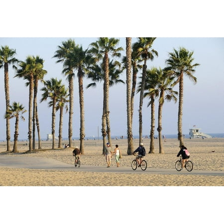 People Cycling the South Bay Cycle Route in the Town of Santa Monica Near Los Angeles Print Wall (Best Places To Visit Near Los Angeles California)