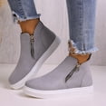 thumbnail image 2 of YOUYEDIAN Boots for Women Fall Winter Platform Side Zipper Comfortable Flat Ankle Booties Round Toe Casual Non Slip Walking Shoes, 2 of 5