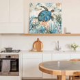 thumbnail image 6 of Ocean Turtle Wall Art Painting on Canvas, Coastal Nautical Coral Starfish Blue Canvas Art Home Prints Wall Art Framed Modern Artwork for Living Room Bedroom Wall Decor 12x12in, 6 of 9